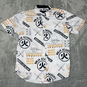 NARUTO Shippuden Ninja Anime Button Down Short Sleeve SHIRT Small Cosplay‎
